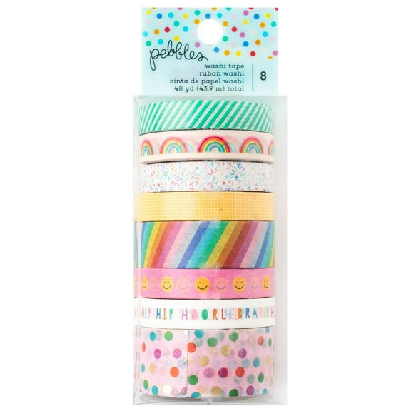 Pebbles All The Cake Washi Tape 8/Pkg-W/Foil Accents