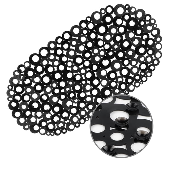Pebbles Bath Mat Clear Non-Slip Bathtub Mat with Suction Cups, Drain Holes for Bathroom Showers, Tub, Machine Washable, Latex Free Safe Shower Mats, Oval 27 x 14 Inch