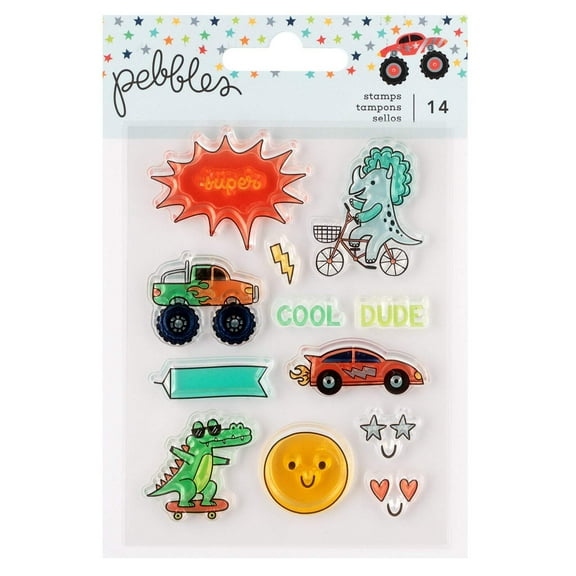 Pebbles Cool Boy Small Stamp Set-14/Pkg