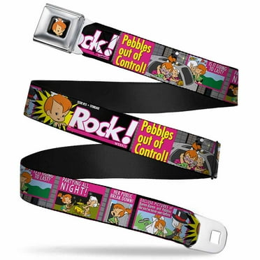 Pebbles Face1 Full Color Black The Flintstones Tabloid Rock! Pebbles Out Of Seatbelt Belt Standard