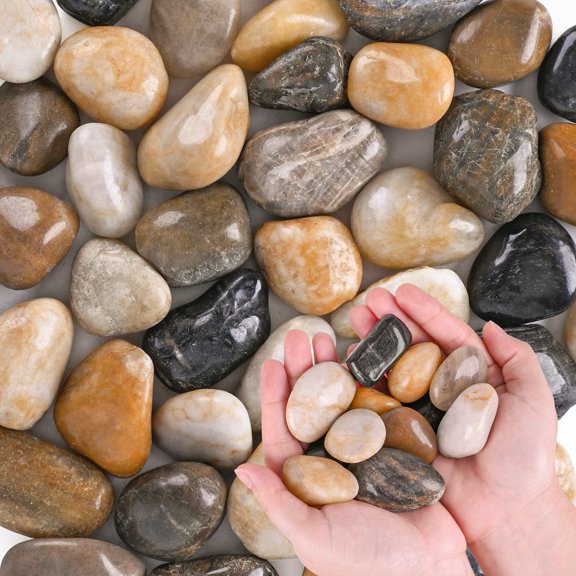 Pebbles for Indoor Plants Small River Rocks Polished Decorative Stones Smooth Aquarium Gravel for Fish Tank Vases Planters Outdoor Landscaping Garden