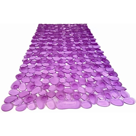 “Pebbles” Non-Slip Bathtub/Shower Mat 27.5”x14” Rectangular, Non-Toxic, Safe, Clean, Machine-Washable, Superior Grip & Drainage, Vinyl, for Smooth Floors ONLY, Transparent Purple