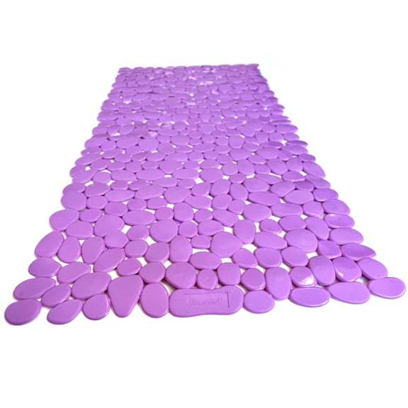 “Pebbles” Non-Slip Bathtub & Shower Mat 27”x14” Oval - Non-Toxic - Safe, Clean, Machine-Washable, Superior Grip & Drainage, Vinyl, for Smooth Floors ONLY, Transparent Gray