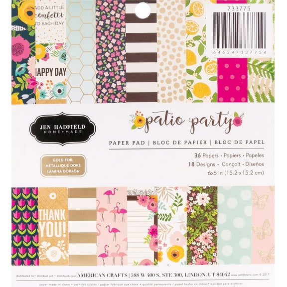 Pebbles Single-Sided Paper Pad 6"X6" 36/Pkg-Patio Party