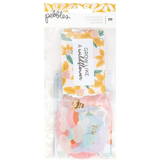 Pebbles Sunny Bloom Ephemera Die-Cuts 70/Pkg-Journaling, Vellum Gold Foil