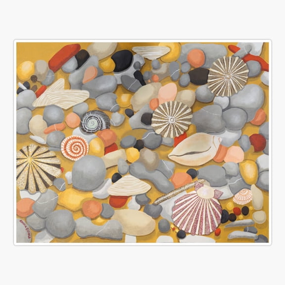 Pebbles and Shells Beach Design Sticker