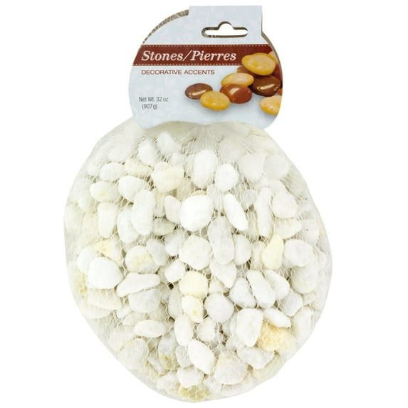 Pebbles for Plants - White Marble Accent Stones, 32 oz. Bags - 3 Pack