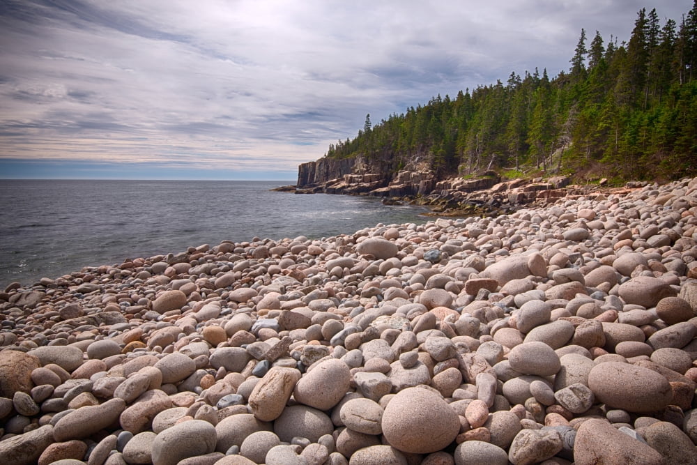 Pebbles on the beach Cobblestone Beach Acadia National Park Maine USA Canvas Art - Panoramic Images (36 x 12)