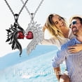 thumbnail image 1 of Pebbuoy 1/2 Pcs Couple Necklaces Wing Shape Rhinestone Decor Love Symbolization Demon Angel Matching Necklace Valentines Day Gift Pendant Necklace, 1 of 1