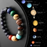 Pebbuoy 1/2 Pcs Guardian Planet Bracelet Ethnic Style Universe Galactic Eight Planets Solar System Beads Elastic Band Yoga Chakra Bracelet Star Earth Space Bracelet