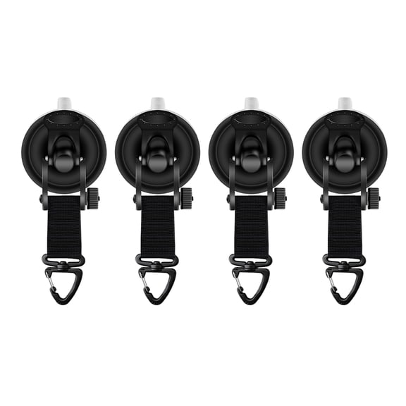 Pebbuoy 1/4 Pcs Heavy Duty Suction Cup Adjustable Strong Suction Cups with Securing Hook Tie Down Camping Tarp Accessory for Car Awning Boat