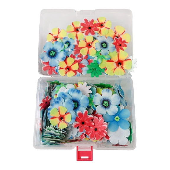 Pebbuoy 1 Box Hawaiian Flowers Butterflies Cake Toppers Edible Wafer Paper Decorations Edible Flowers Cupcake Toppers Cake Decor