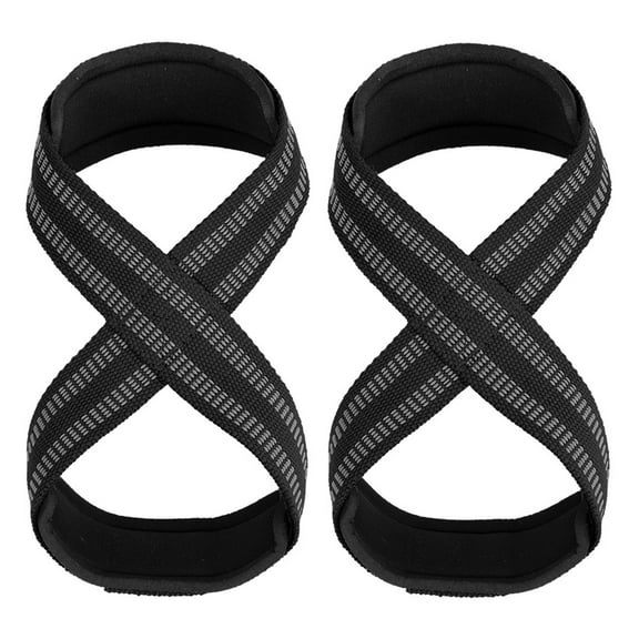 Pebbuoy 1 Pair Figure 8 Lifting Strap Men Women Anti-Slip Padded Weightlifting Grip Band Bodybuilding Powerlifting Strength Training Home Gym Deadlifts Wrist Strap