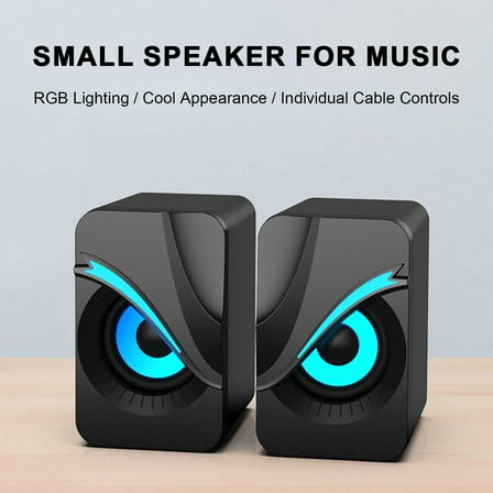 Pebbuoy 1 Pair USB Wired Speaker Portable Mini Cool RGB Speaker Loudspeaker Subwoofer PC Computer Laptop Speaker