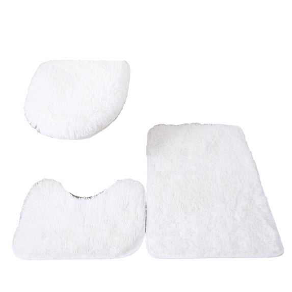 Pebbuoy 1 Set Toilet Mat Super Soft U-shaped Foot Pad Non-Slip Absorbent Floor Mat for Home Bathroom Decoration