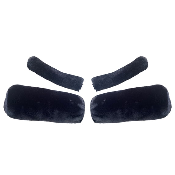 Pebbuoy 1 Set Winter Handlebar Cover Soft Touch Thick Plush Cold-resistant Anti-slip Solid Color Universal Washable Brack Cover Motorcycle Handlebar Warmer Cushion