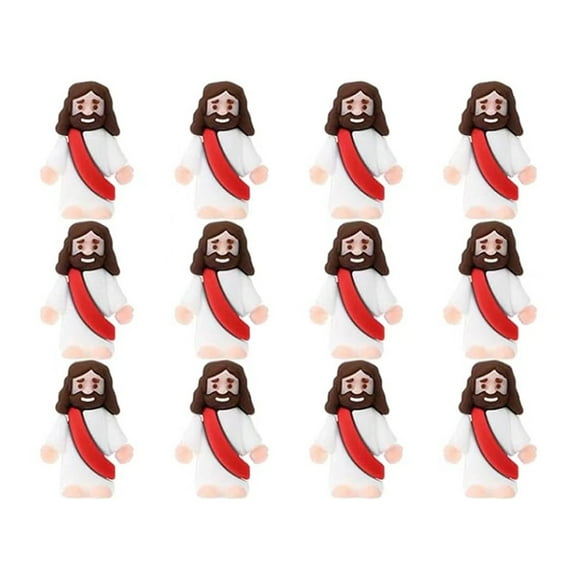 Pebbuoy 12/48Pcs Mini Jesus Figurine PVC Savior Jesus Figure Model Statue Sculpture Desktop Decoration Easter Ornament Christmas Festival Gift