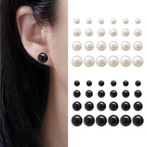 Pebbuoy 12 Pairs Ear Studs Faux Pearl Different Sizes Smooth Anti-allergy Lightweight Exquisite Ear Decoration Jewelry Prom Party Bride Stud Earrrings