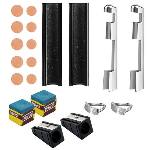 Pebbuoy 18Pcs Billiard Cue Repair Kit Durable Convenient Pool Cue Tip Repair Set Club Maintenance Accessories