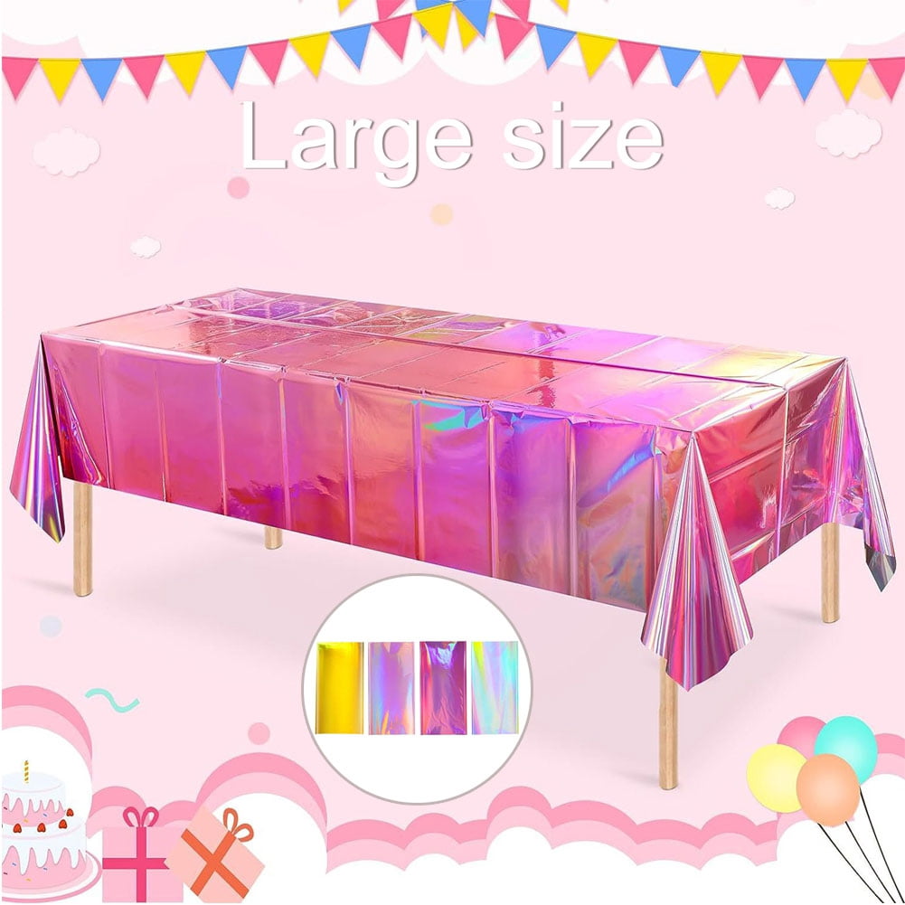 3-Pack Iridescent Race Car Tablecloths – Red & Black Checkered Holographic Plastic, 54x108 Inches, Disposable