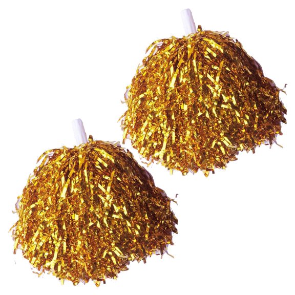 Pebbuoy 2Pcs Metallic Cheerleader Pompoms with Non-Slip Handle Hand Flowers Pom Poms Sports Events Dancing Atmosphere props