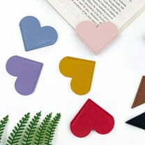 Pebbuoy 2Pcs Simple Heart Shape Bookmarks Handmade Artificial Leather Label Notepad Label Book Reading Bookmarks