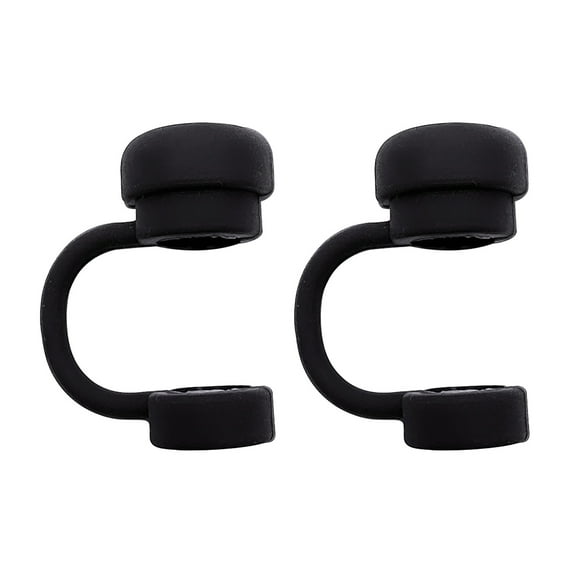 Pebbuoy 2Pcs Solid Color Straw Cover Food Grade BPA Free Silicone Reusable Dust-proof No Spill 10MM Tumbler Straw Tip Plug Topper Protector Cup Accessories