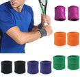 thumbnail image 1 of Pebbuoy 2Pcs Sports Wristband Solid Color Workout Wrist Band,Men Women Wrist Sweat Bands Absorbent Cotton Breathable Sweatband for Tennis, 1 of 7