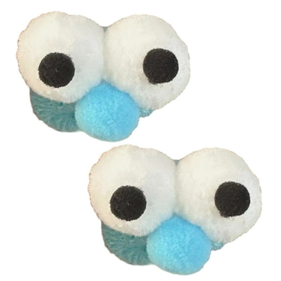Pebbuoy 2Pcs Women Cute Hair Ropes Cartoon Big Eyes Decor High Elasticity Candy Color Ponytail Holder Hair Band Hair Rings