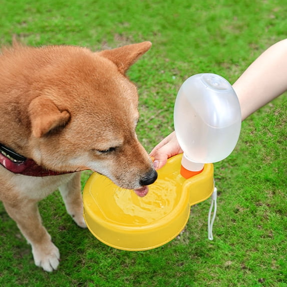 Pebbuoy 350ML/500ML Pet Water Bottle Portable Leak-Proof Dog Water Feeder with Bowl for Travel Hiking Camping