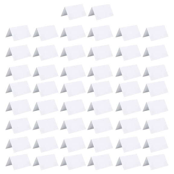 Pebbuoy 50Pcs White Blanks Place Cards DIY Craft Name Cards Pre-lined Wedding Table Seating Cards Guest Name Cards
