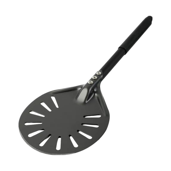 Pebbuoy 6-Inch Round Pizza Turning Peel Long Handle Non-stick Lightweight Perforated Anodized Aluminum Alloy Homemade Pizza Turner Spinner Spatula Kitchen Gadgets