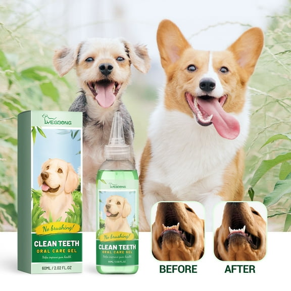 Pebbuoy 60ML Pet Cleaning Gel Gentle Cat Teeth Cleaning Gel Effective Oral Care Dog Tartar Removal Gel Pet Supplies