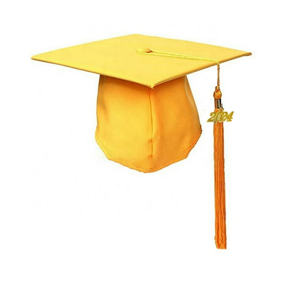 Pebbuoy Adult Unisex Graduation Hat with Tassel Solid Color 2024 Graduation Bachelor Hat Festive Party Decor