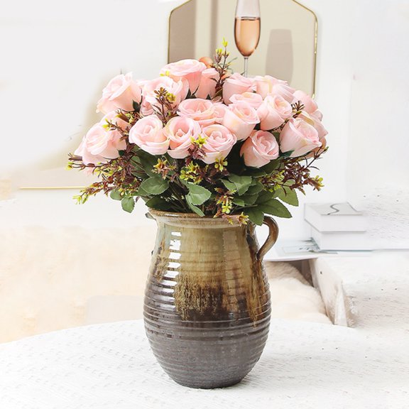 Pebbuoy Artificial Flower Long-lasting Fake Rose Table Centerpiece Wedding Party Decor Supplies