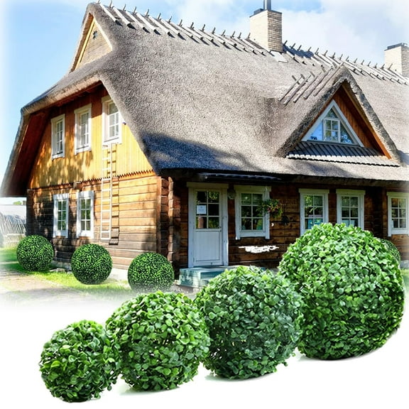Pebbuoy Artificial Plant Topiary Ball Faux Boxwood Decorative Balls for Backyard, Balcony, Garden, Wedding Party, Home Office Decor