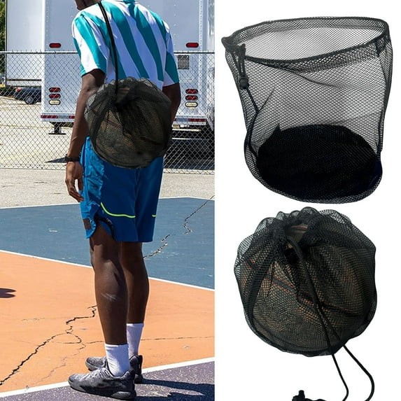 Pebbuoy Ball Storage Bag Mesh Carry Bag Wear-Resistant Drawstring Sling Basketball Volleyball Carrying Bag