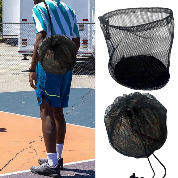 Pebbuoy Ball Storage Bag Mesh Carry Bag Wear-Resistant Drawstring Sling Basketball Volleyball Carrying Bag