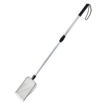 Pebbuoy Beach Mesh Shovel Sand Sifter Adjustable Long Handle Aluminum Alloy Kids Shells Sea Glass Shark Tooth Collecting Filter Scooper