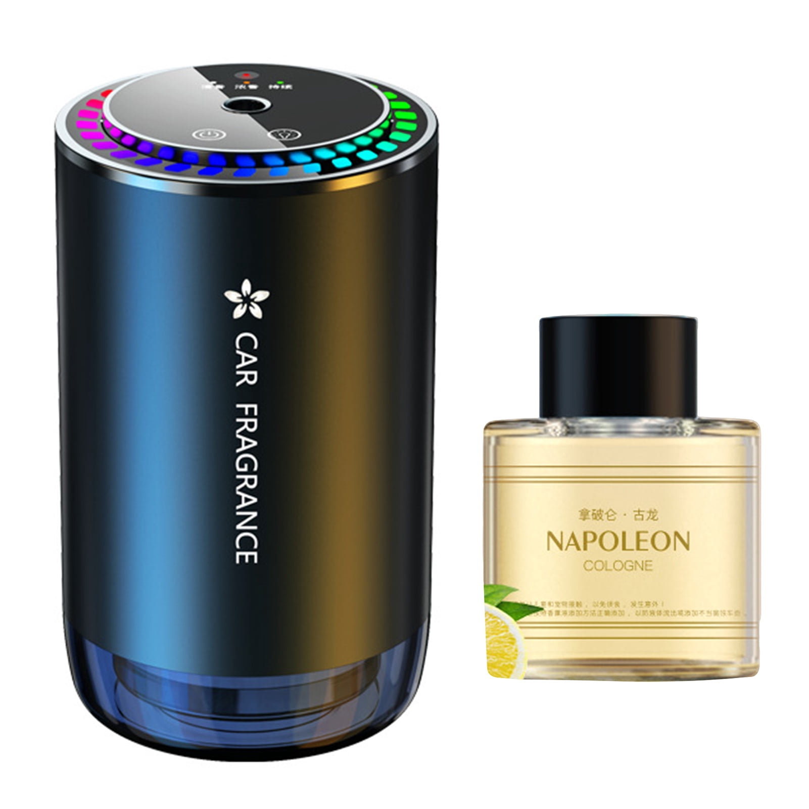 Pebbuoy Car Air Freshener Fragrance Diffuser with Colorful Light Auto On/Off 3 Spray Modes Rechargeable Auto Essential Oil Diffuser Humidifier
