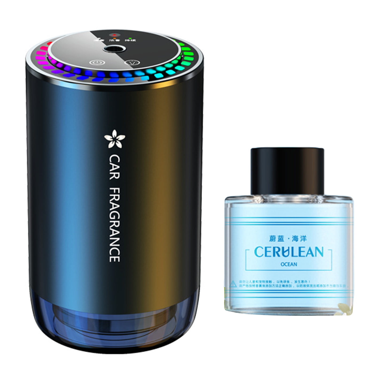 Pebbuoy Car Air Freshener Fragrance Diffuser with Colorful Light Auto On/Off 3 Spray Modes Rechargeable Auto Essential Oil Diffuser Humidifier