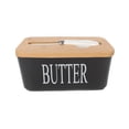 thumbnail image 1 of Pebbuoy Ceramic Butter Dish with Lid Multipurpose Knife Large Capacity Butter Keeper for Countertop Easy to Clean Butter Container Kitchen Gift, 1 of 7