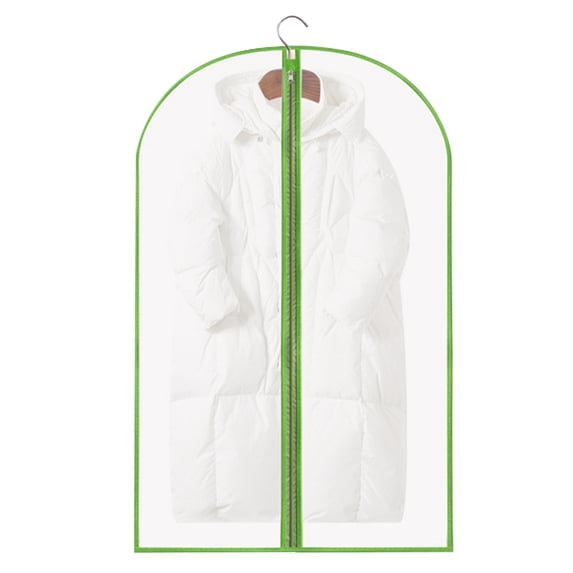 Pebbuoy Clothing Dust Cover Transparent with Hanging Hook Zipper Closure Moisture-proof Dustproof Large Capacity Hat Scarf Coat Storage Bag Protector Bag