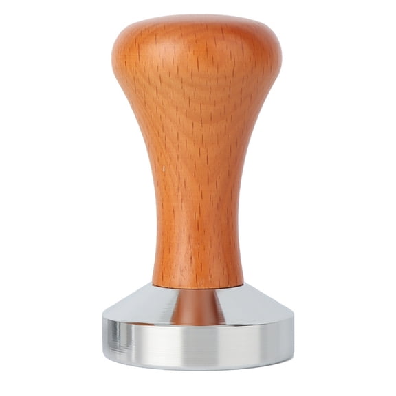 Pebbuoy Coffee Tamper with Wooden Handle Rustproof Polished Surface Reusable Stainless Steel Espresso Tamper Bar Accessories