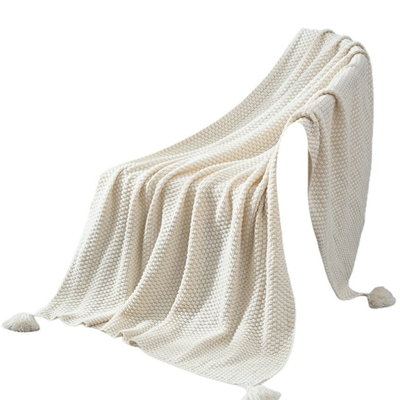 Pebbuoy Cotton Waffle Weave Bed Blanket Soft Breathable Blanket Lightweight Moisture Absorbent Throw Blanket for Couch Bed Office