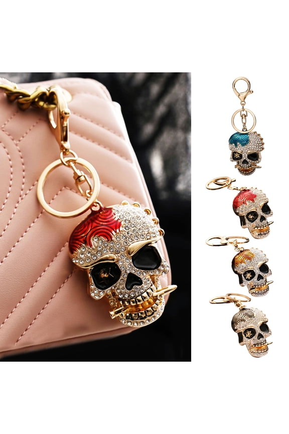 Creative Skull Pendant Keychain Sparkling Rhinestones Inlaid Car Keyring Backpack Bag Charm Keychain