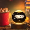 thumbnail image 1 of Pebbuoy Crystal Ball Night Light with Wooden Base 3D Engraved Milky Way System USB Plug-Play Bedside Lamp Desktop Decoration, 1 of 7