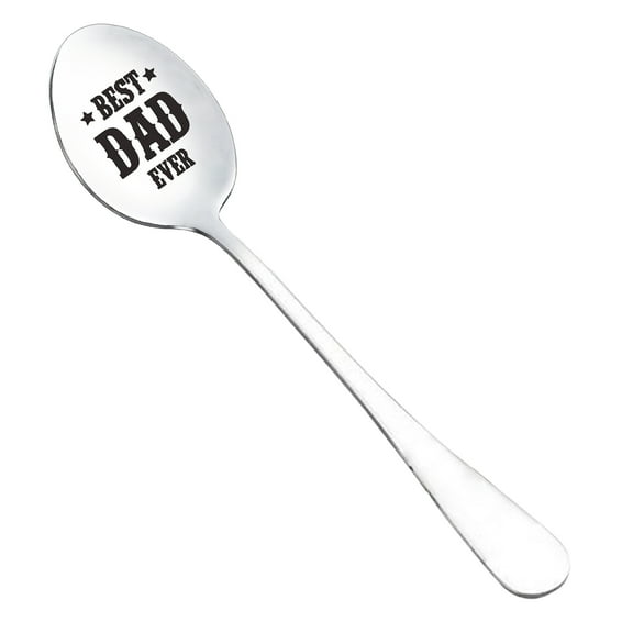 Pebbuoy Dad Gifts Ice Cream Spoon Stainless Steel Engraved Scoop for Men Father's Day Birthday Gift Funny Shovel Spoon