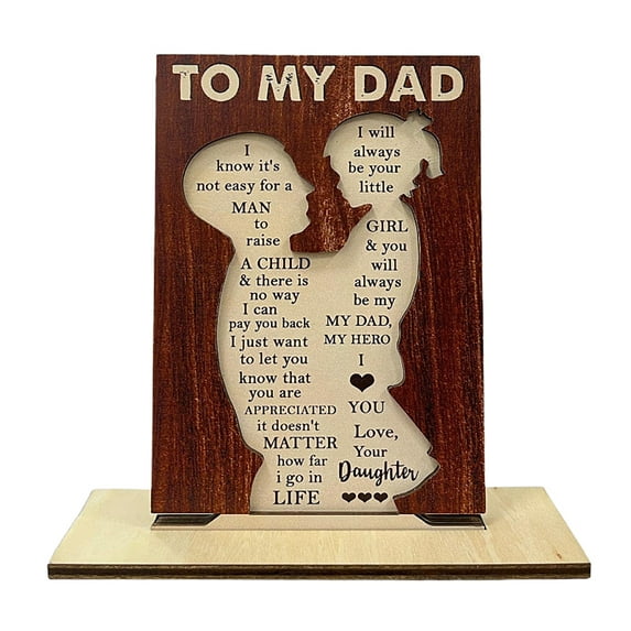 Pebbuoy Daughter to Dad Wood Hug Sign Meaningful Ornaments Thank You Dad Plaque Heartfelt Tribute to Dad Birthday Gift for Father's Day from Daughter