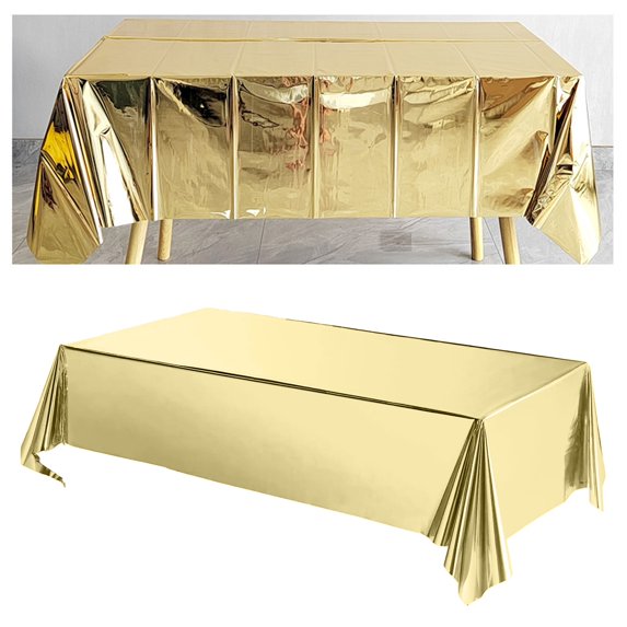 Pebbuoy Disposable Rectangle Party Table Cloth Waterproof Table Cover Tear-Resistant Dining Table Protector Cover